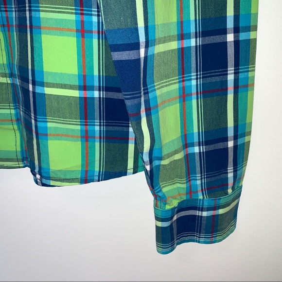 Hollister Men Size XL Shirt Plaid Soft Woven Long Sleeves Blue & Green - Picture 5 of 12